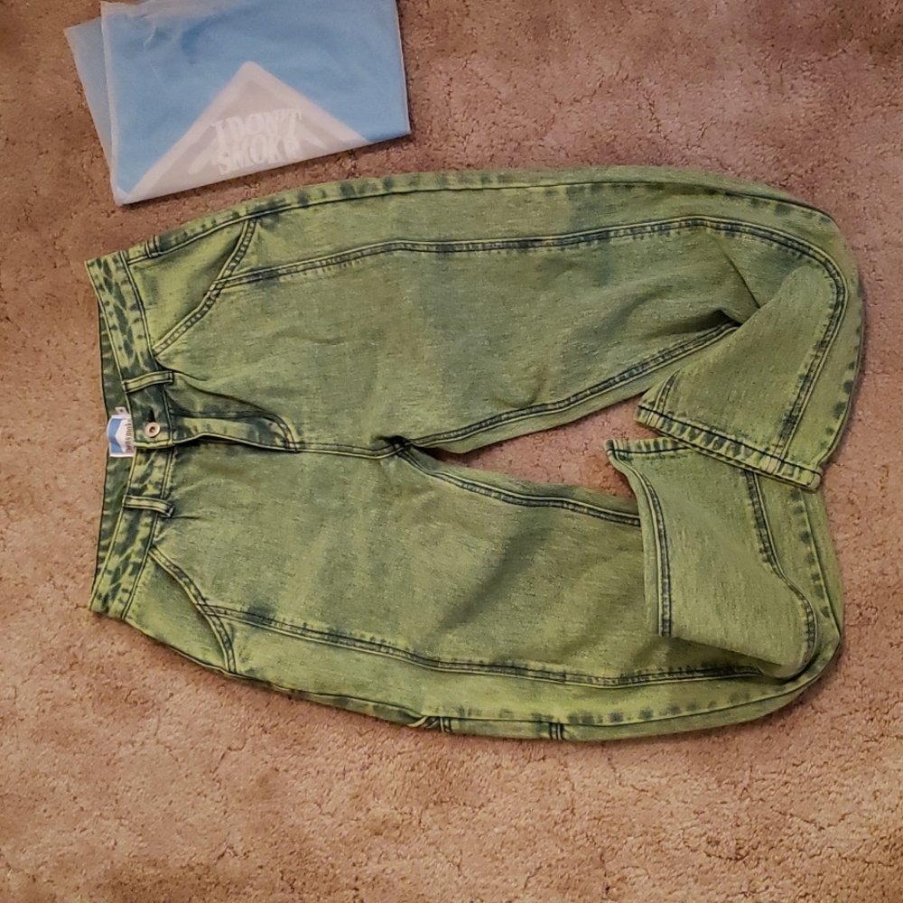 Matcha green denim jeans